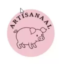Autocollant artisanal porc diametre 4cm rose