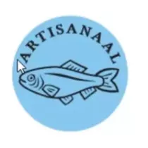 Autocollant artisanal poisson diametre 4cm bleu