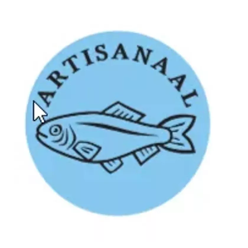 Autocollant artisanal poisson diametre 4cm bleu
