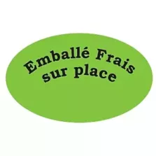 Autocollant emballe frais sur place 27x45mm ovale vert et noir