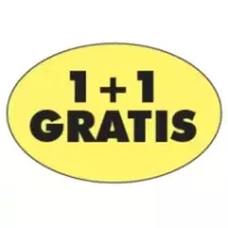 Autocollant 1+1 gratuit 26x40mm ovale fluo jaune