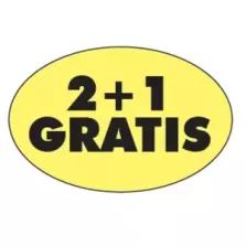 Autocollant 2+1 gratuit 26x40mm ovale fluo jaune
