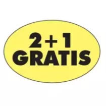 Autocollant 2+1 gratuit 26x40mm ovale fluo jaune