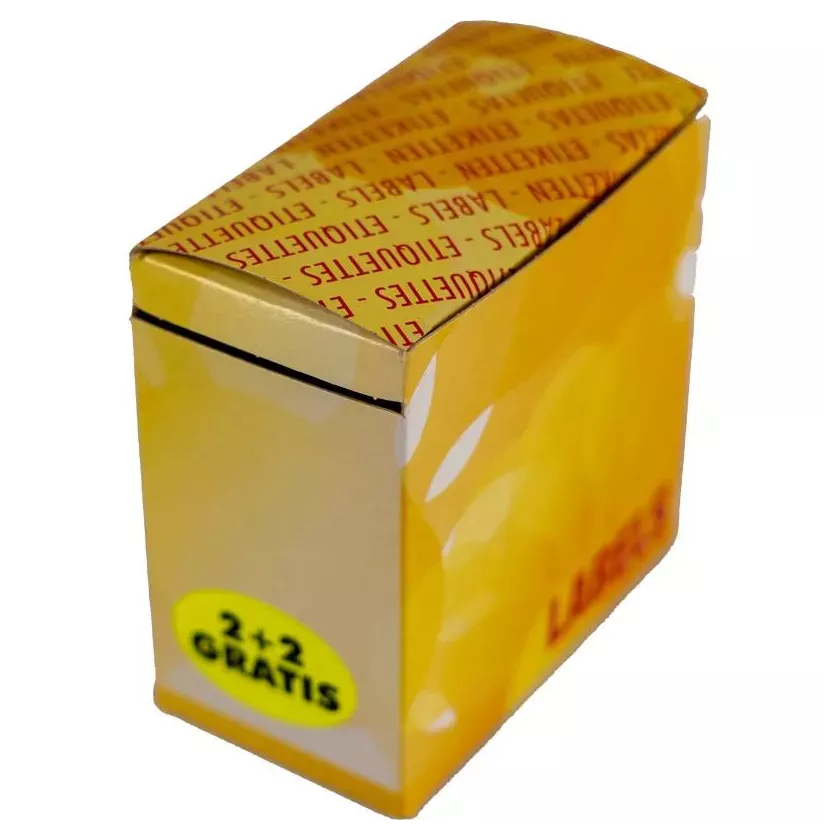 Autocollant 2+2 gratis 26x40mm ovale fluo jaune