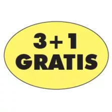 Autocollant 3+1 gratuit 26x40mm ovale fluo jaune