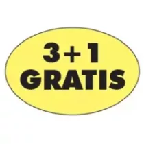 Autocollant 3+1 gratuit 26x40mm ovale fluo jaune