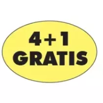 Autocollant 4+1 gratis 26x40mm ovale fluo jaune
