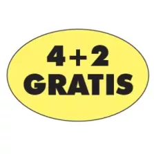 Autocollant 4+2 gratuit 26x40mm ovale fluo jaune