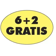 Autocollant 6+2 gratuit 26x40mm ovale fluo jaune