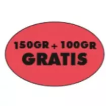 Autocollant 150g+100g gratuit 26x40mm ovale fluo rouge