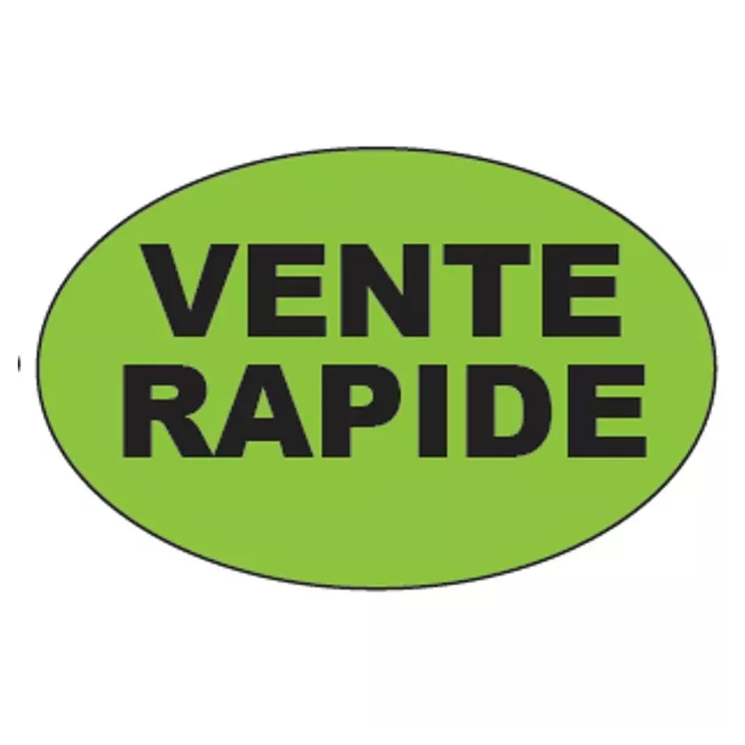 Autocollant vente rapide 26x40mm ovale fluo vert