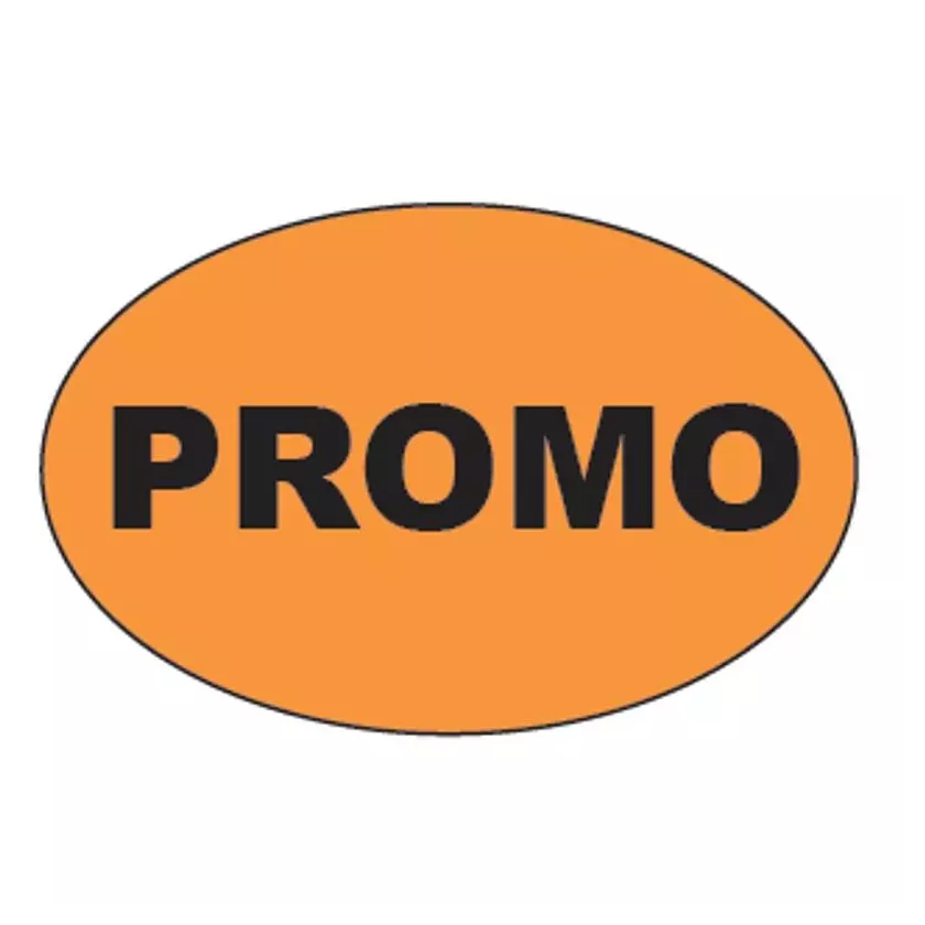 Autocollant promo 26x40mm ovale fluo orange