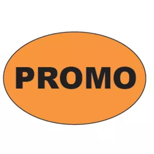 Autocollant promo 26x40mm ovale fluo orange