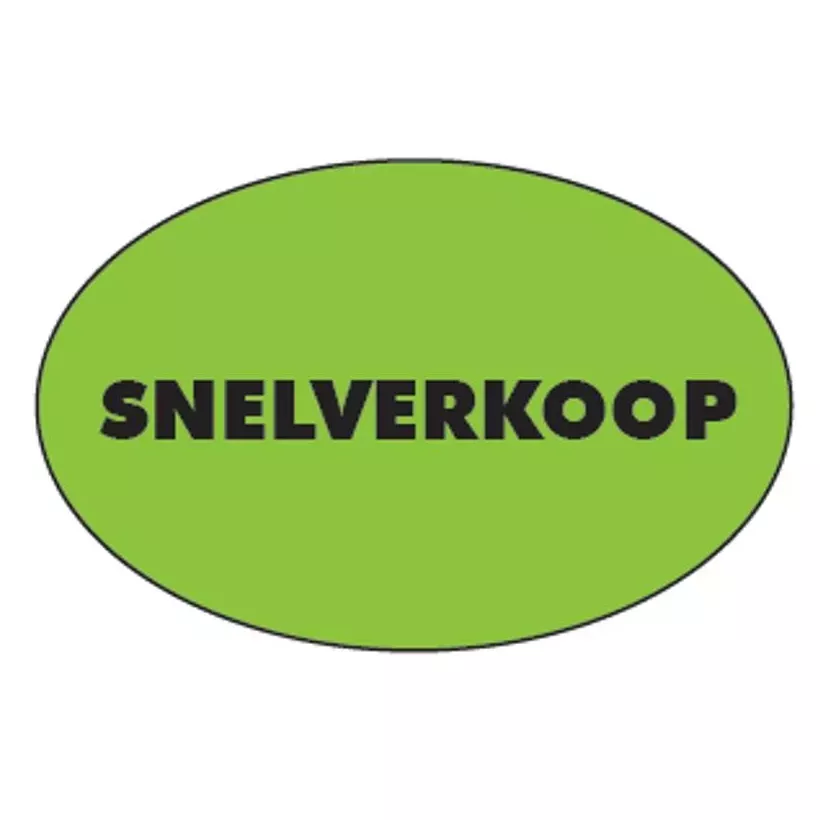 Autocollant vente rapide (snelverkoop) 26x40mm ovale fluo vert