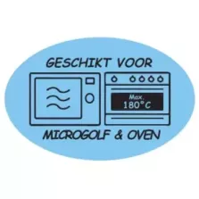 Autocollant compatible micro-ondes et four 35x23mm ovale bleu et noir