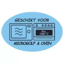Autocollant compatible micro-ondes et four 35x23mm ovale bleu et noir