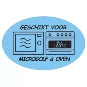 Autocollant compatible micro-ondes et four 35x23mm ovale bleu et noir