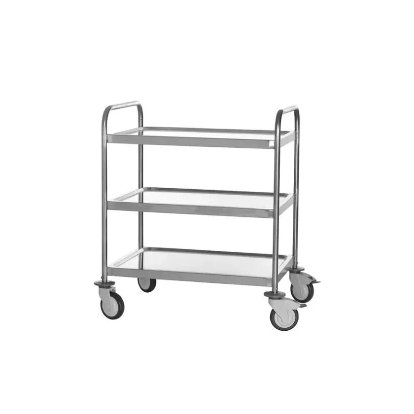 Chariot de service 3 niveaux inox 800x580x960mm