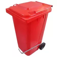 Poubelle 80L avec pedale inox rouge 525x445x930mm