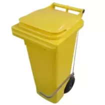Poubelle 240L avec pedale inox jaune 580x725x1080mm
