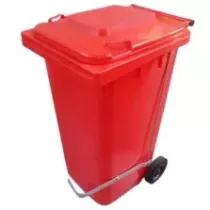 Poubelle 240L avec pedale inox rouge 580x725x1080mm