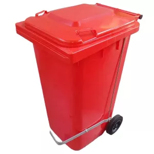 Poubelle 240L avec pedale inox rouge 580x725x1080mm