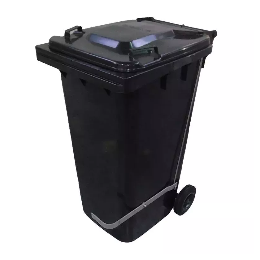 Poubelle 240L avec pedale inox grise 580x725x1080mm