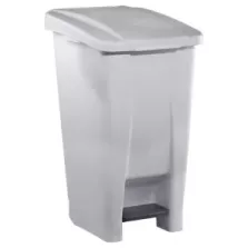 Poubelle pedale 60L blanche 440x340xh680mm synthetique