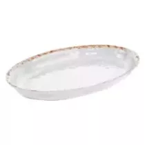 Plat ovale melamine blanc rustique 420x280x40mm