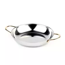 Poele a servir 28cm inox poignees plaquees or