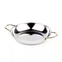 Poele a servir 28cm inox poignees plaquees or
