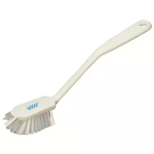 Brosse vaisselle avec manche médium blanche étroite