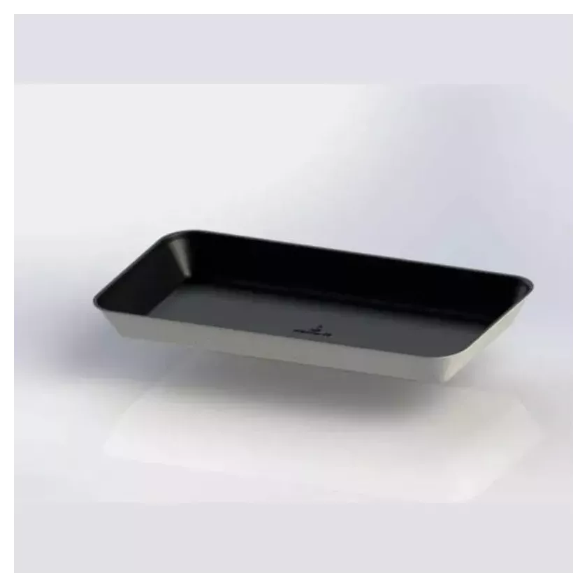 Assiette pulpe rectangulaire noire 200 × 100 × 20 mm finition PLA (par 200)