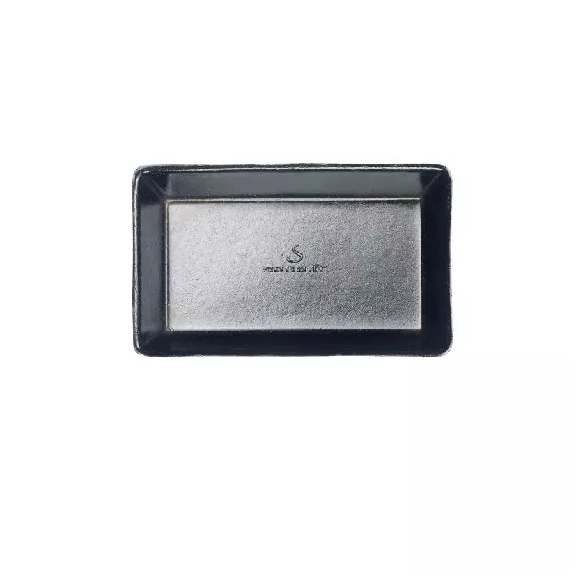 Assiette pulpe rectangulaire noire 200 × 150 × 20 mm finition PLA (par 200)