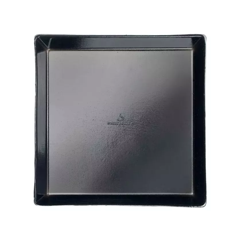 Assiette pulpe carrée noire 90 × 90 × 16 mm finition PLA (par 400)