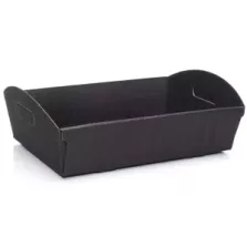 Carton panier kraft noir 250 × 200 × 90 mm ridé (par 50)