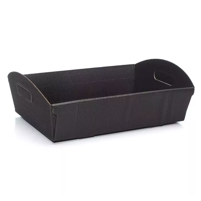 Carton panier kraft noir 360 × 270 × 90 mm ridé (par 30)