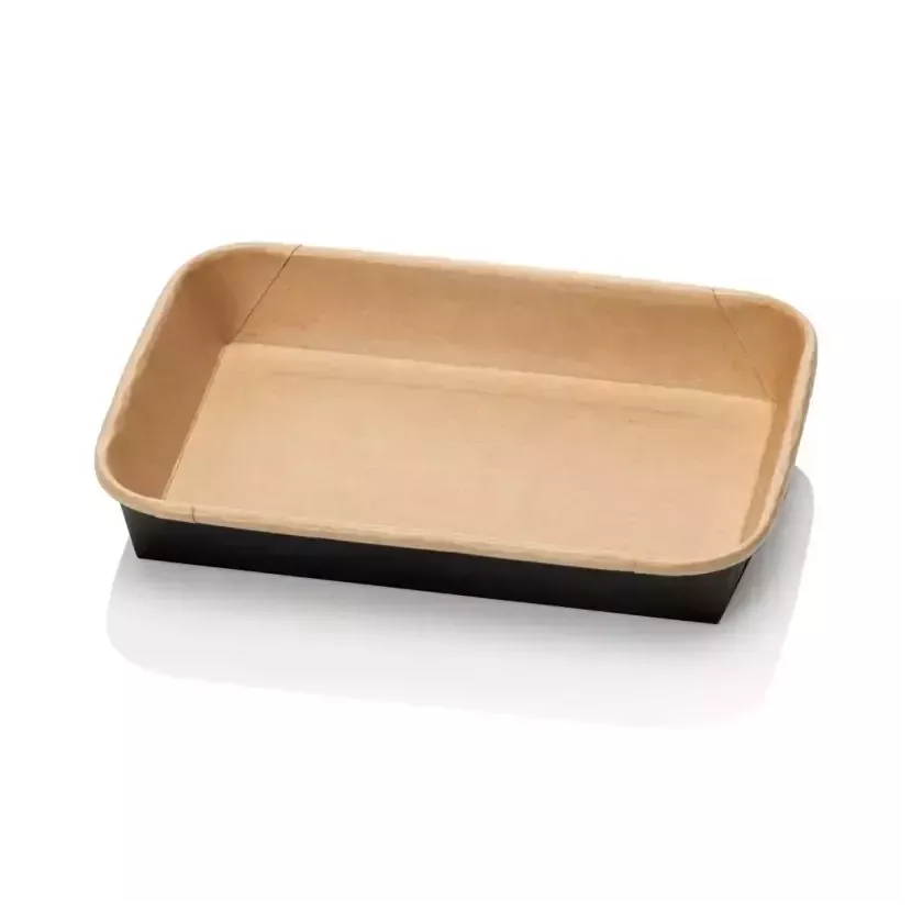 Ravier carton/PE kraft-noir 168 × 118 × 38 mm 500ml (par 300)