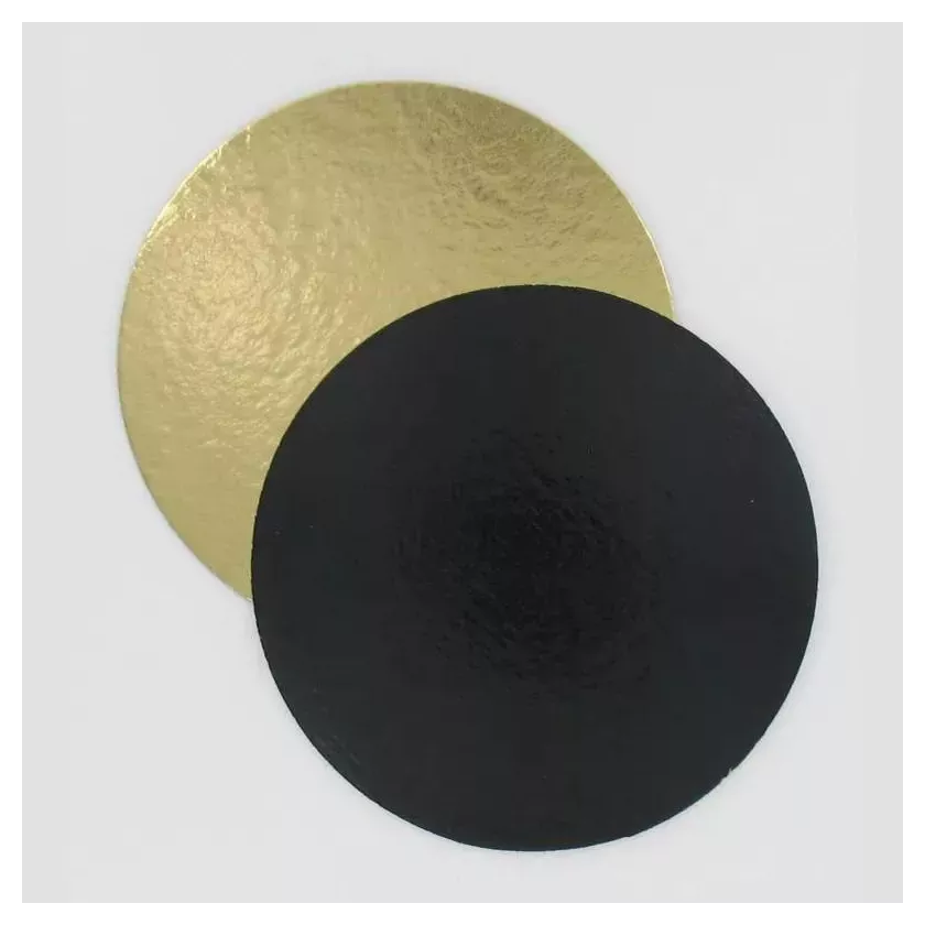 Sous-tarte carton d22cm noir/or (par 100)