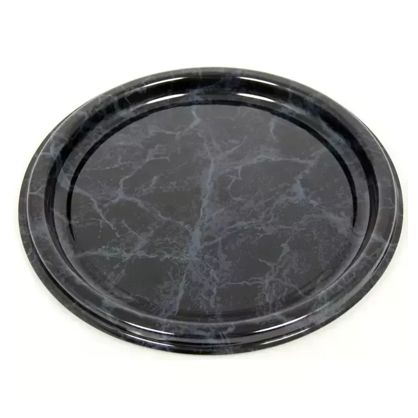 Plat PET rond marbre 40cm (par 50)