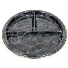 Plat PET rond 3 compartiments 26cm marbre (par 250)