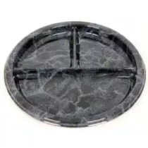 Plat PET rond 3 compartiments 26cm marbre (par 250)