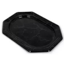 Plat PET octogonal marbre 46 × 30cm (par 50)