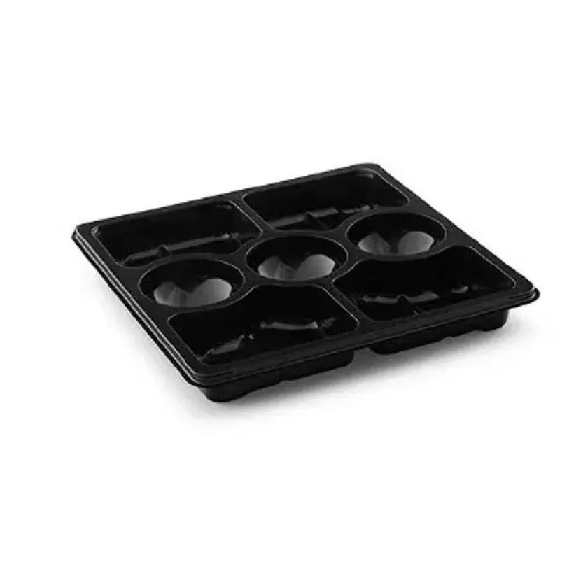 Ravier RPET carré noir 250 × 250 × 33 mm 7 compartiments (par 120)