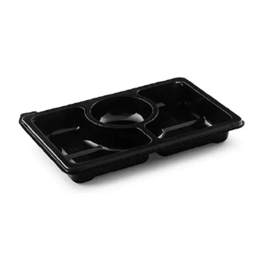Ravier rPET noir 250 × 166 × 33 mm 3 compartiments (par 240)