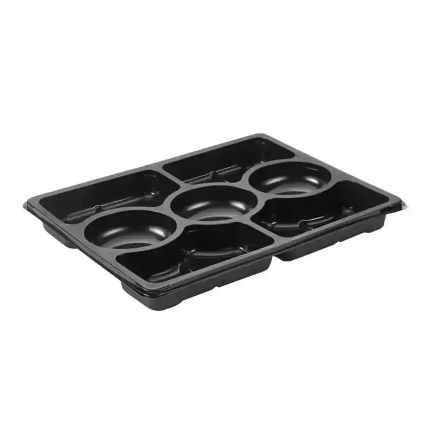 Ravier rPET noir 320 × 250 × 33 mm 7 compartiments (par 120)