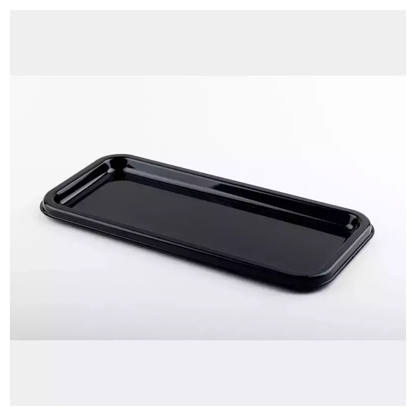 Plat PET rectangulaire noir 35 × 16cm (par 50)