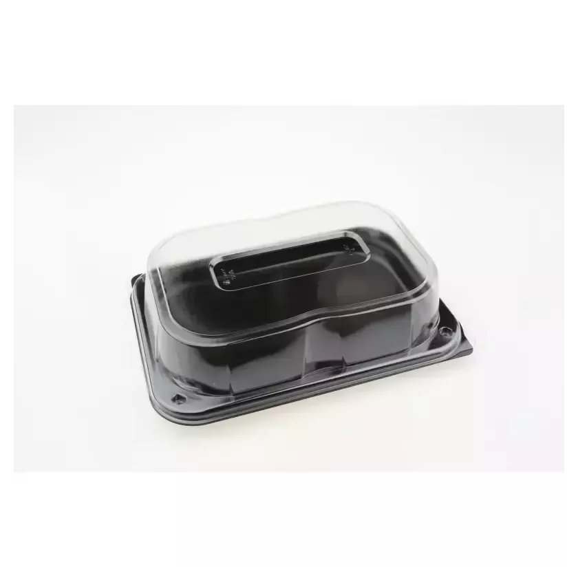 Plateau PET 24 × 17cm avec couvercle clip noir/transp (par 25)