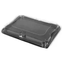 Plateau PET 35 × 24cm avec couvercle clip noir/transp (par 25)