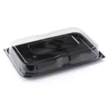 Plateau PET 55 × 37cm avec couvercle clip noir/transp (par 25)